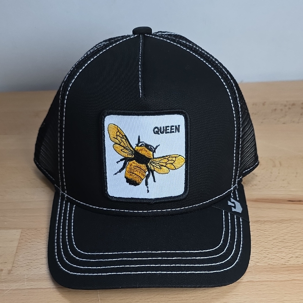 Goorin Bros Black Trucker Hat with Yellow Bee Patch